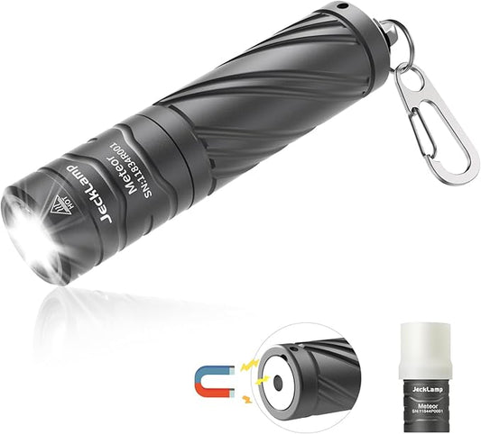Rechargeable Mini Flashlight with Magnetic Tail, 800 High Lumens Bright Small Flashlight, IP68 Waterproof EDC Flashlight, 5 Modes Keychain Flashlight for Camping Hiking