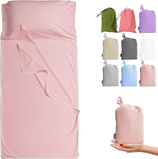 Brand - GANNAFEE Cotton Sleeping Bag Liner with Zipper - 100% Cotton Travel Sheet Sleep Sack Adult - Travel Sleeping Bag for Hotels Camping Hiking