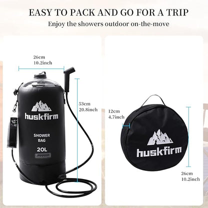 Portable Shower,5 Gallons/20L Camping Shower Bag with Electric Air Pump,Water Level Window,Solar Shower with Hot Water,Adjustable Nozzle,Camp Shower for Beach Hiking Outdoor Camping Trip