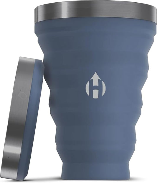 HYDAWAY Collapsible Pint - 16 oz, Silicone & Steel Rim I Collapsible Cup for Beer, Water & Soda, Portable Drinking Cup for Party, Camping, Backpacking & Hiking, Folding Travel Cups Collapse to 1-inch