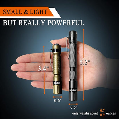 3 Modes Small Flashlights LED Powerful High Lumens Tactical Pen Light with Clip, Slim Portable Pocket Compact Torch for Emergency Inspection AAA Battery