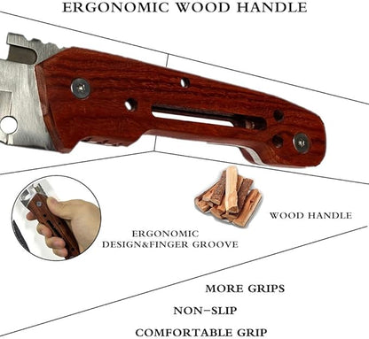 HelloWZXD Bushcraft Knife Full Tang Bush Knife - 0.2’’ Thick Fixed Blade Knife Stainless Steel - 9” Camping Knife w Sheath - Survival Hiking Hunting Camping Knives & Bushcraft Tool, wood