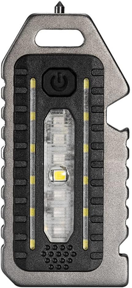 Cob Mini Flashlight Keychain Light, 500 Lumens Bright Rechargeable, Small Multi-Function Work Light, 5 Modes Pocket Light Battery Display Bottle Opener Whistle for Camping