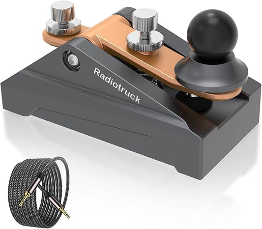 CW Telegraphy Key Auto Morse - Radio HAM Send Telegram Key Lambic Single Paddle Transmission Morse Code Key with Aluminum Alloy Body Base