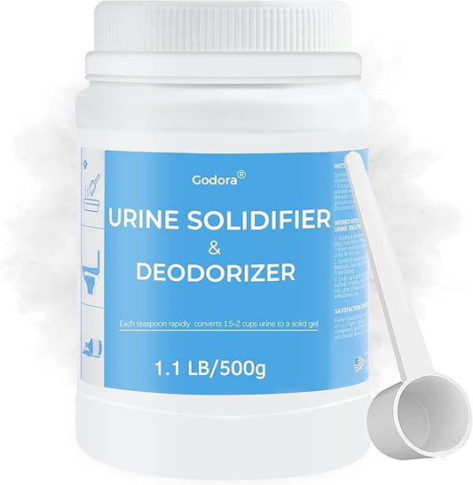 Godora ECO-Friendly Poo Gel Powder with Spoon, Fast-Absorbing Camping Toilet Chemicals, Rapidly Biodegradable Eco Gel for Portable Toilet, for Outdoor Portable Bedpans & Emergencies