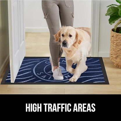 GORILLA GRIP 100% Waterproof All-Season WeatherMax Doormat, 23x35, Durable Natural Rubber, Stain and Fade Resistant, Low Profile, Indoor Outdoor Door Mats, Easy Clean Patio Entrance Mat, Blue Sailing