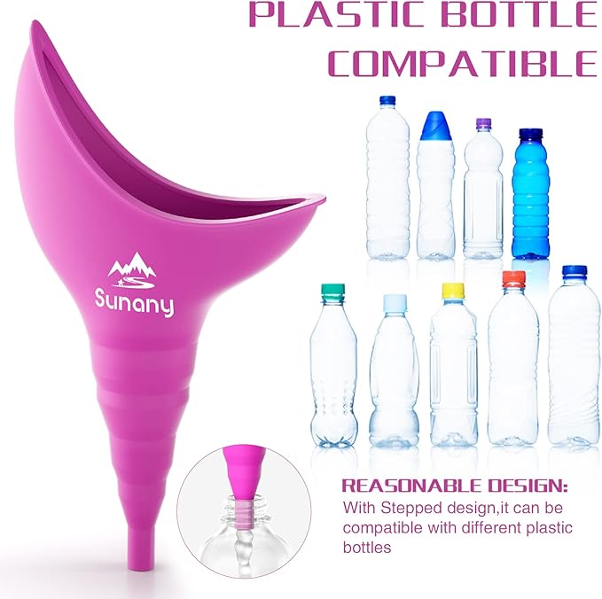 Female Urination Device, Female Urinal Silicone Funnel Urine Cups Portable Urinal for Women Standing Up to Pee Funnel Reusable Women Pee Funnel, Outdoor, Activities, Camping (Fuchsia)