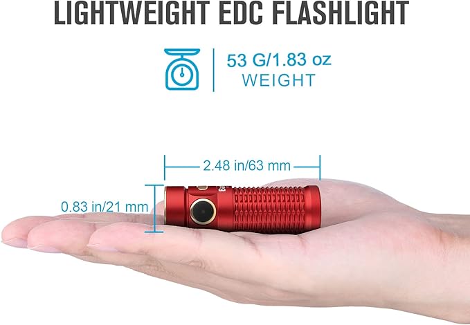OLIGHT Baton3 1200 Lumens Ultra-Compact Rechargeable EDC Flashlight, Powered by Rechargeable Battery for Household Search, Outdoor Camping, Hiking and Mountaineering (Red)