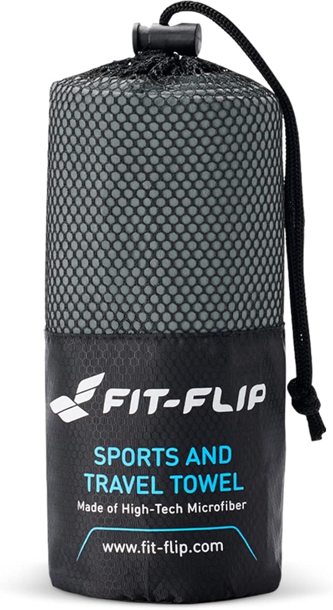 Fit-Flip Travel Towel - Compact & Ultra Soft Microfiber Camping Towel - Quick Dry Towel - Super Absorbent & Lightweight for Sports, Beach, Gym, Backpacking, Hiking and Yoga