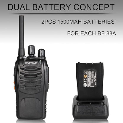 BaoFeng Walkie Talkies for Adults Long Range Rechargeable Walkie-Talkie with 12PCS Batteries & Earpieces with Mic, Portable FRS Two Way Radios for Business Camping Family Kids, Black BF-88A 6Pack