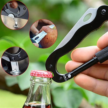 DOOM BLADE 5-in-1 multi-function portable climbing Multi-tool，bottle opener，mini carabiner, mountaineering keychain, screwdriver, EDC Gear and Equipment，portable folding carabiner knife