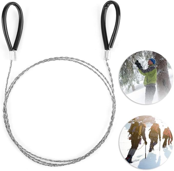 Emergency Wire Saw,Steel Wire Saw Scroll Outdoor Emergency Travel Outdoor Camping Survival Tool