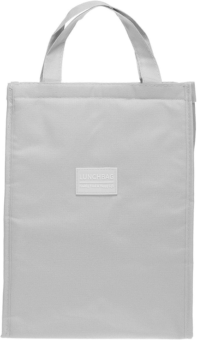 PATIKIL Insulated Lunch Bags, 10"x6"x13" Reusable Bento Bags Thermal Lunch Tote Portable Food Containers Bag for Men and Women, Grey
