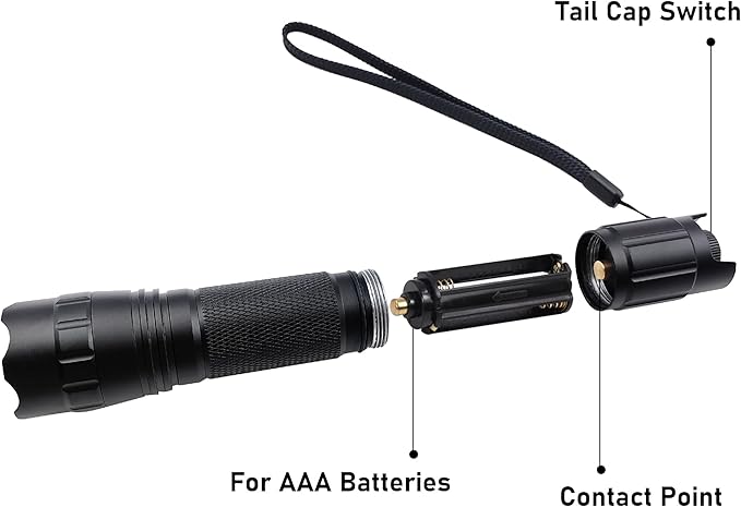 Stepless Dimming Red Flashlight 620nm-630nm High Purity Red LED Flashlight Focal Length Brightness Adjustable for Hunting Night Observation Astronomy Aviation