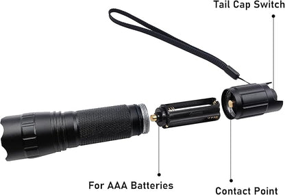 Stepless Dimming Red Flashlight 620nm-630nm High Purity Red LED Flashlight Focal Length Brightness Adjustable for Hunting Night Observation Astronomy Aviation