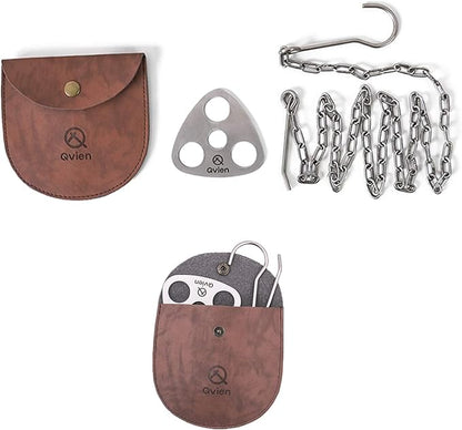 Camping Tripod board - Turn Branches into Campfire Tripod, Stainless Steel Campfire Support Plate with Adjustable Chain for Hanging Cookware - Perfect Camping Accessories for Outdoor Cooking