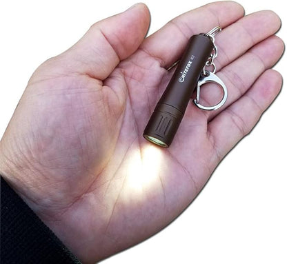 Bright Keychain flashlight K1,high bright 150 lumens,as small flashlight lantern camp lamp light,waterproof torch for EDC,reading,sleep,dog walking,camping,hiking (Coffee Brown)