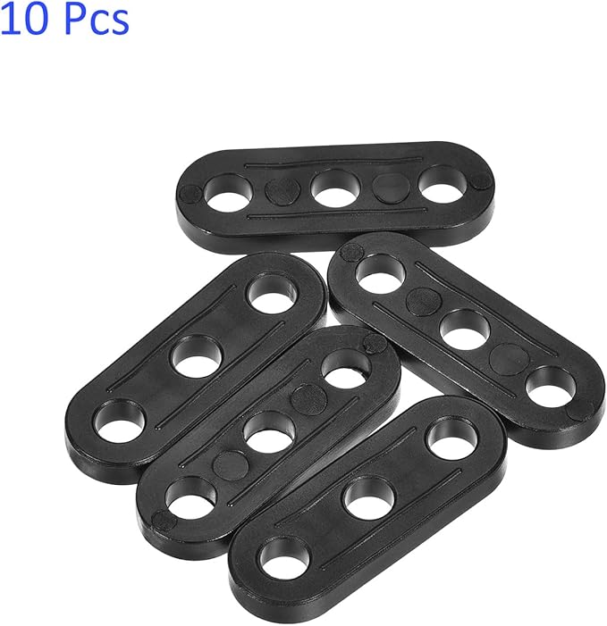 10 Pack Plastic Rope Tensioner - Straight Wind Rope Adjuster Anti-Slip Rope Buckle Adjustable Tool, Apply to Camping Hiking (5.4mm, Black)