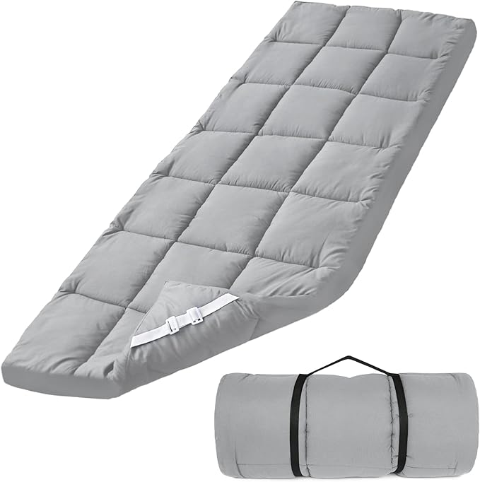 Cot Mattress Topper (Improved Thickness), Quilted Cot Pads for Camping, Soft Comfortable Sleeping Cot Mattress Pad Only, Camping Mattress Pad 75"x30" for Camp Cot/Rv Bunk/Narrow Twin Beds, Navy