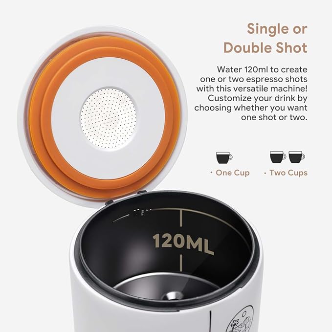 BENFUCHEN 3-in-1 Portable Espresso Machine With NO Heating Function, Type-C Charging Electric Espresso Maker, 17 Bar Mini Coffee Maker For NESPRESSO/DolceGusto pods & Ground Coffee On the Go, White