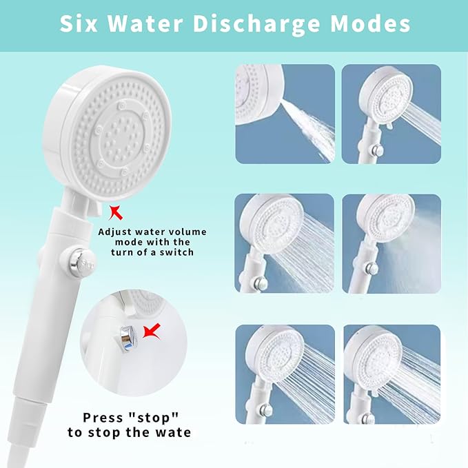 Portable Shower, Camping Shower Rechargeable Electric Shower Pump with USB-C & Smart Digital Display, Multifunctional Handheld Shower Head for Rinsing, Hiking, RVing, Beach Vacations (Blue)