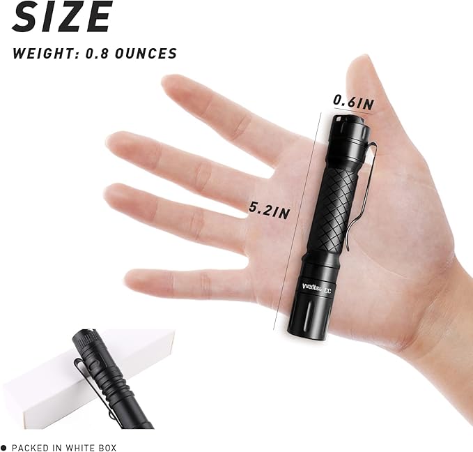Mini Led Flashlights High Lumens Outdoor Small Tactical Flashlight Glow in The Dark 3.55 Inch Handheld Pen Light Clip for Camping Emergency Inspection Repair Battery Powered