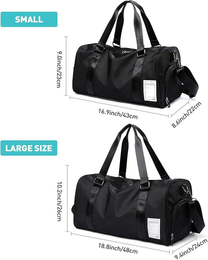 Large Carry on Gym Bag with Shoe Compartment for Men Women Waterproof Overnight Weekender Duffel Bag for Travel Personal Items Sports Workout Outdoors Black