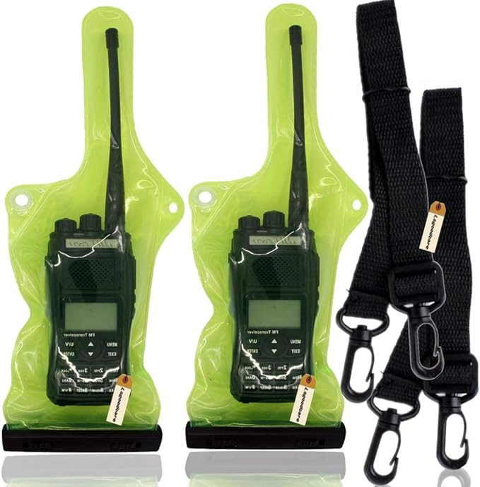 Lsgoodcare 5Pcs Portable Two Way Radio Waterproof Rainproof Bag Case Pouch Compatible with Motorola Kenwood Midland UV-3R UV-5R PX-888 Walkie Talkie Radio,5 Inch x 13.8 Inch, Green