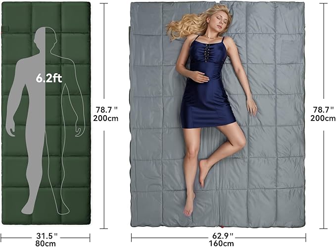 Envelope Sleeping Bag 3 Season Warm Weather Portable Compact Sleeping Bags for Adult Kids with Carry Bag for Camping Hiking Backpacking and Outdoors 59℉-77℉