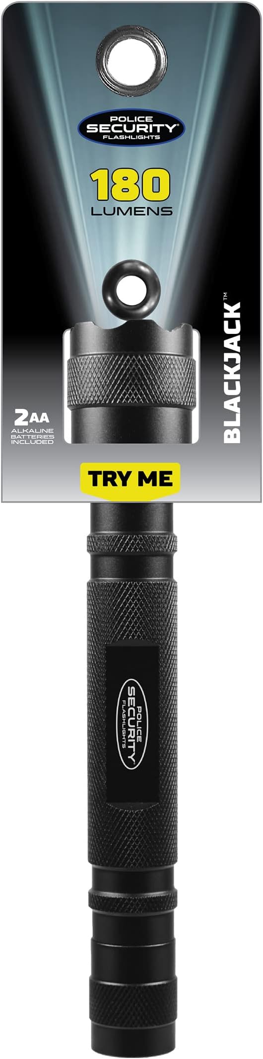 Police Security Blackjack 2AA Flashlight - Tactical LED Ultra Bright - 140 Lumens - Small, Efficient, Rugged, & Dependable - Water Resistant - Everyday Carry
