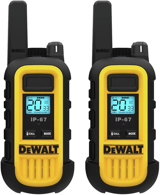 DEWALT DXFRS300 1 Watt Heavy Duty Walkie Talkies - Waterproof, Shock Resistant, Long Range & Rechargeable Two-Way Radio with VOX (2 Pack)