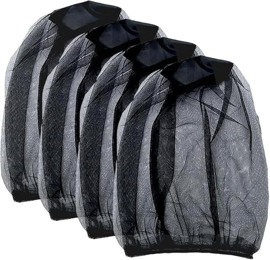 4 Pcs Face Mesh Nets Mosquito Protection Nets Mosquito Hats Black Head Net Covers Face Netting Covers Large Outdoor Head Mesh Hats for Women Men