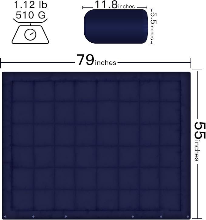 Camping Blanket, Outdoor Windproof Down Camping Blanket, Thicker Water Resistant Lightweight Camping Blanket, Portable, Wearable, Warm for Camping, Traveling, Hiking, Extra Large (79 "x 55"), Navy