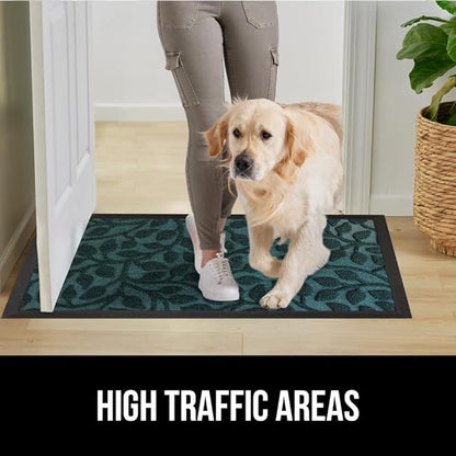 GORILLA GRIP 100% Waterproof All-Season WeatherMax Doormat, 47x35, Durable Natural Rubber, Stain and Fade Resistant, Low Profile, Indoor Outdoor Door Mats, Easy Clean Entry Mat, Moss Vine Leaves