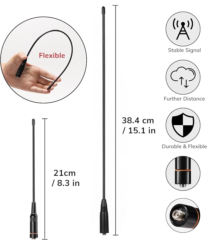 BAOFENG UV-17R Two Way Radio, Dual Band 144-148/420-450Mhz Handheld Ham Radio with Standard Antenna & High Gain Long Antenna, 1800mAh Li-ion Battery, 999 Channels, Manual DTMF, VOX, Support Chirp