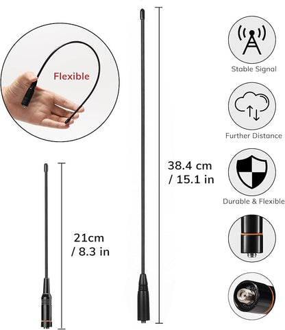 BAOFENG UV-17R Two Way Radio, Dual Band 144-148/420-450Mhz Handheld Ham Radio with Standard Antenna & High Gain Long Antenna, 1800mAh Li-ion Battery, 999 Channels, Manual DTMF, VOX, Support Chirp