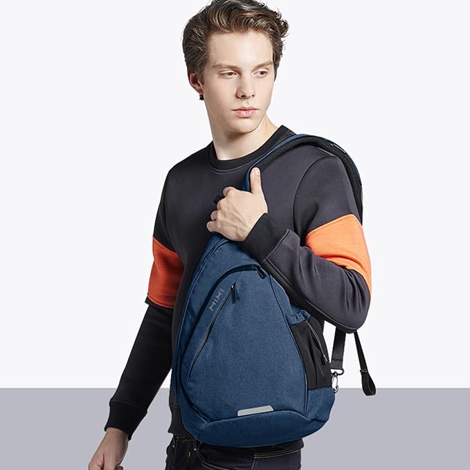 Hanke Sling Bag Men Backpack Unisex One Shoulder Bag Hiking Travel Backpack Crossbody with USB Port Versatile Casual Daypack