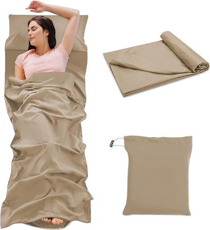 Sheet Sleeping Bag, Lightweight Travel Sheet 210 x 115 cm, Sheet Sleeping Bag with Zipper, Sleeping Bag Liner Polyester for Backpacking Hotel& Hiking