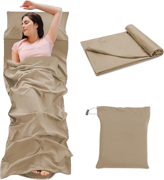 Sheet Sleeping Bag, Lightweight Travel Sheet 210 x 115 cm, Sheet Sleeping Bag with Zipper, Sleeping Bag Liner Polyester for Backpacking Hotel& Hiking