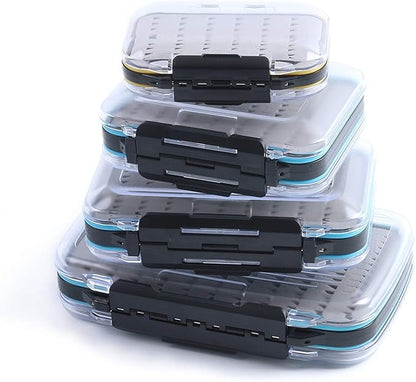 M MAXIMUMCATCH Maxcatch Fly Box Two Sided Waterproof Jig Fly Fishing Boxes for Dry Wet Nymph Flies 4 Sizes Clear Lid