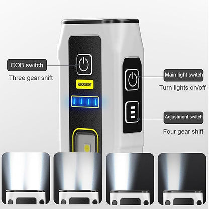 WINDFIRE Small Flashlight USB Rechargeable LED Work Light Super Bright, with COB SideLight 7 Modes Mini Magnetic Flashlights, for Car Repair Fishing Camping Reading Dog Walking