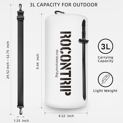 ROCONTRIP Crossbody Waterproof Bag IPX8 Dry Bag With Airtight Zipper Dry Sacks lightweight Portable Swimming Bag For Swimming Kayaking Camping Boating Rafting Fishing Travelling Snorkeling