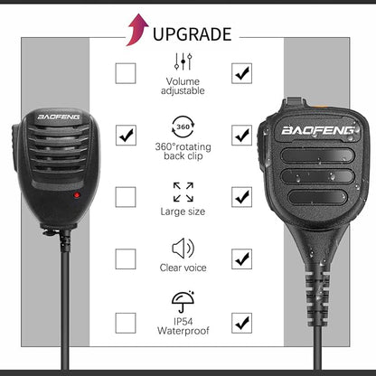 Baofeng Walkie Talkie Handheld Heavy Speaker BF-850 IP54 waterproof Volume Adjustable Speaker Mic,Shoulder Microphone for BaoFeng UV-5R BF-F8HP UV-S9 Plus BF-888S,Kenwood BTECH Retevis Two Way Radio