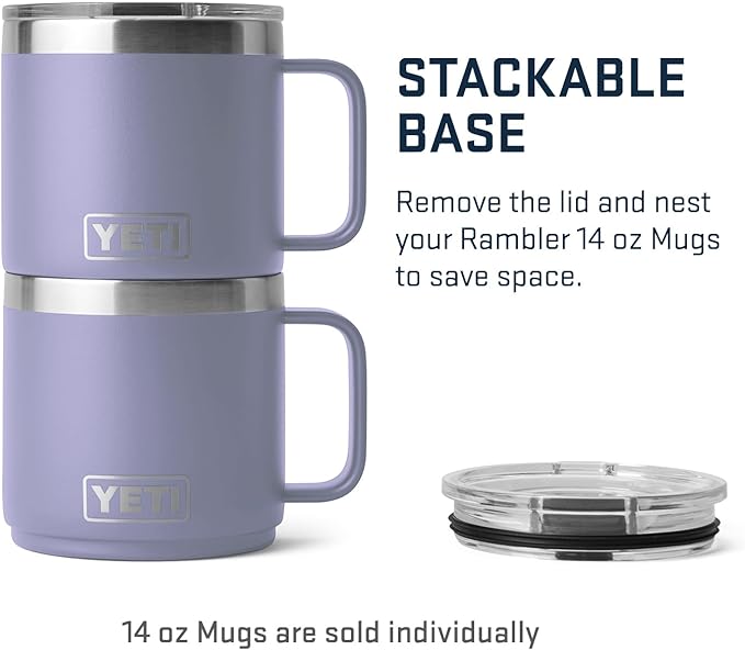 YETI Rambler 14 oz Stackable Mug, Vacuum Insulated, Stainless Steel with MagSlider Lid, Cosmic Lilac