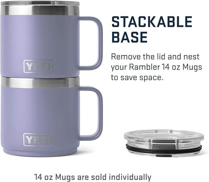 YETI Rambler 14 oz Stackable Mug, Vacuum Insulated, Stainless Steel with MagSlider Lid, Cosmic Lilac