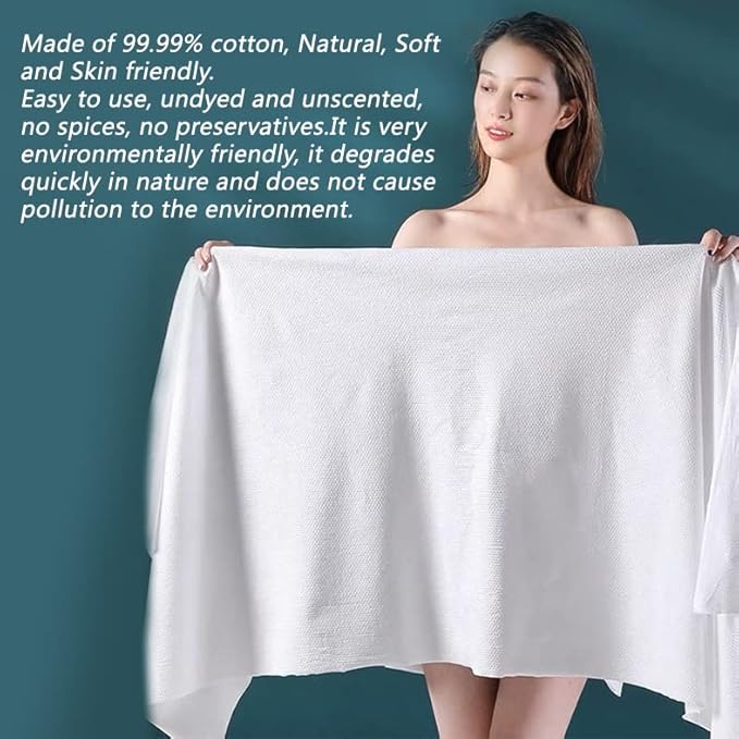 5 PCS Compressed Bath Towels, Pure Cotton Portable Bath Towel, Cotton Bath Towel, Portable Light and Reusable Suitable for Hiking Camping Beach Swimming and Traveling（24x27in）