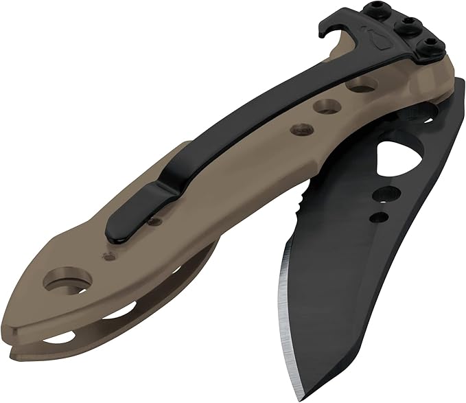 LEATHERMAN, Skeletool KBX Pocket Multitool with Knife and Bottle Opener, Coyote Tan