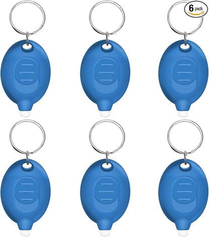 Mini LED Blue Light Keychain Flashlight, Small Keychain Flashlight 12 Lumen Portable Pocket Flashlight, Ultra Bright Micro LED Flashlight Blue Light Flashlight with Blue Shell (6PCS)
