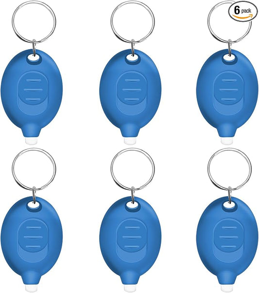 Mini LED Blue Light Keychain Flashlight, Small Keychain Flashlight 12 Lumen Portable Pocket Flashlight, Ultra Bright Micro LED Flashlight Blue Light Flashlight with Blue Shell (6PCS)