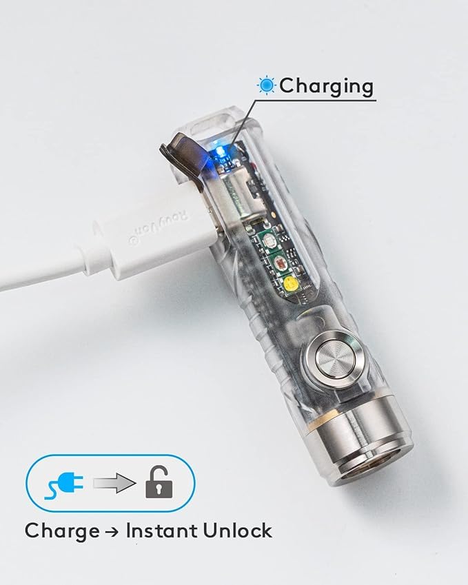 RovyVon Aurora A8 New 4th Keychain Flashlight, 650 Lumen Super Bright with EDC Pocket-Sized,USB-C Rechargeable,Momentary On, Lock Mode, for Camping Daily Use(Amber/Red/Blue)